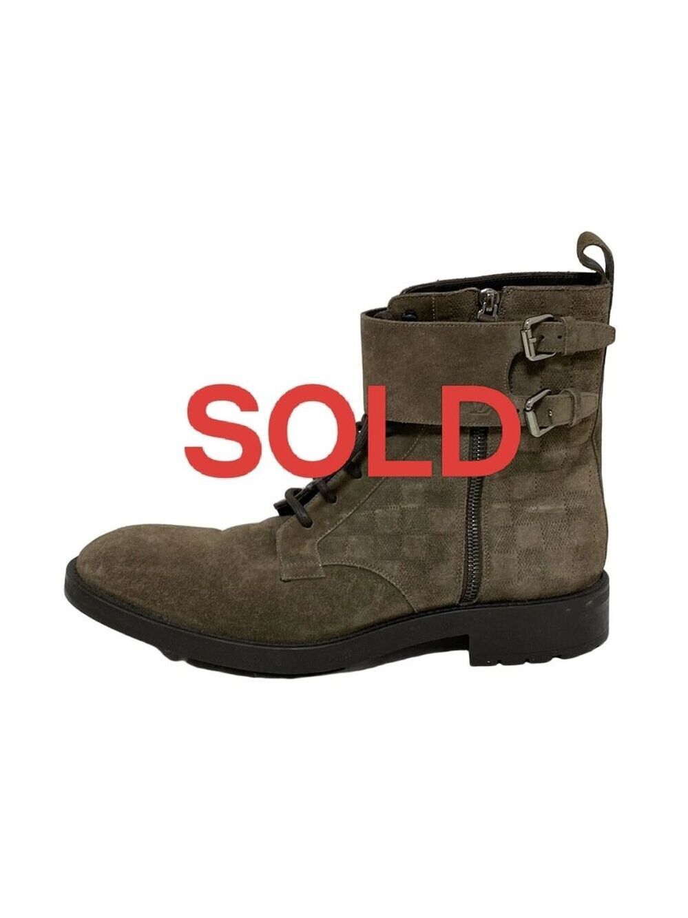 LOUIS VUITTON - Khaki Brown Men's Boots Suede 375-053125